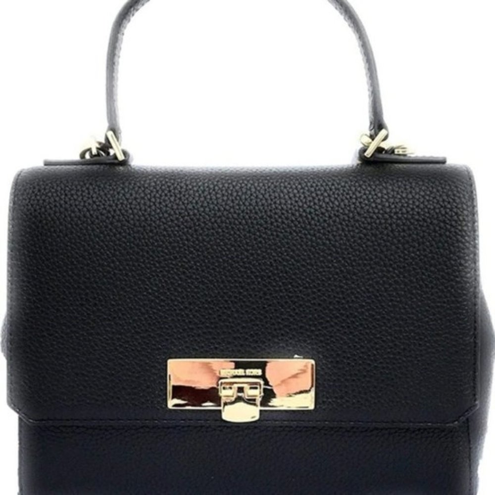 Euc Michael Kors Callie Black Leather Shoulder Bag Purse